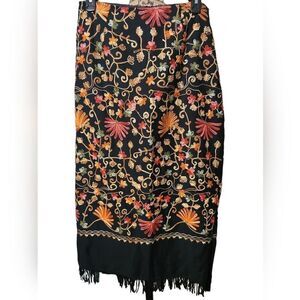 Intriguing Threads Vintage Midi Skirt Embroidered Multicolor